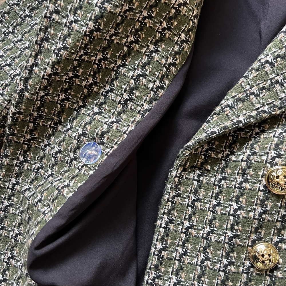Dark green tweed Tahari jacket - Picture 3 of 8